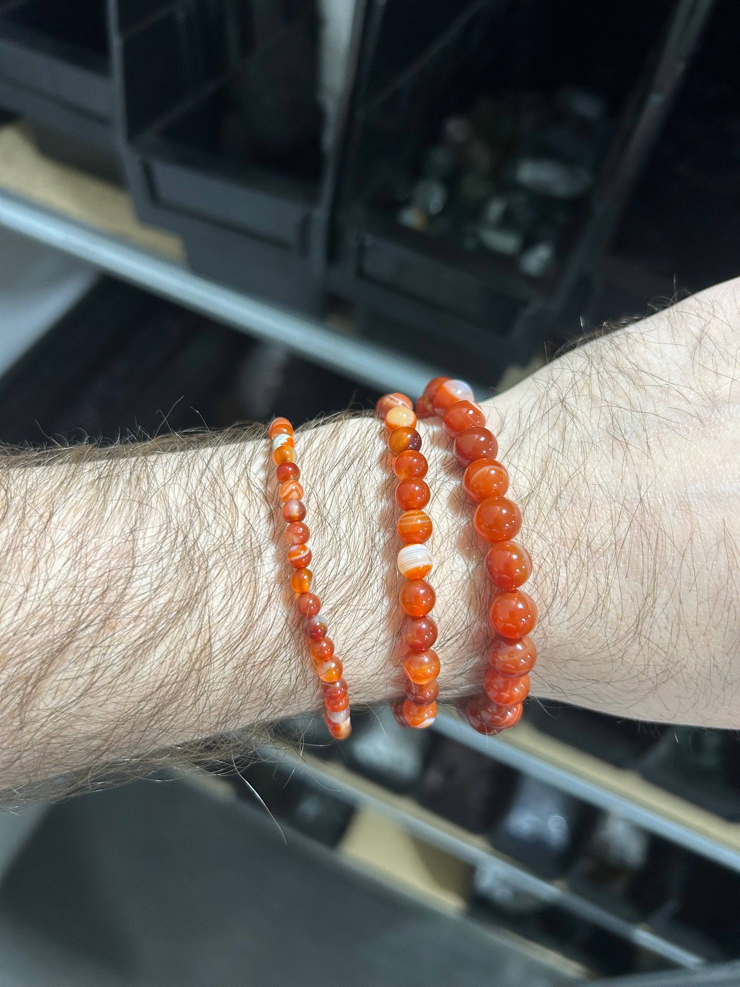 Carnelian Bracelet 4mm/6mm/8mm - Crystals & Stones: 8mm