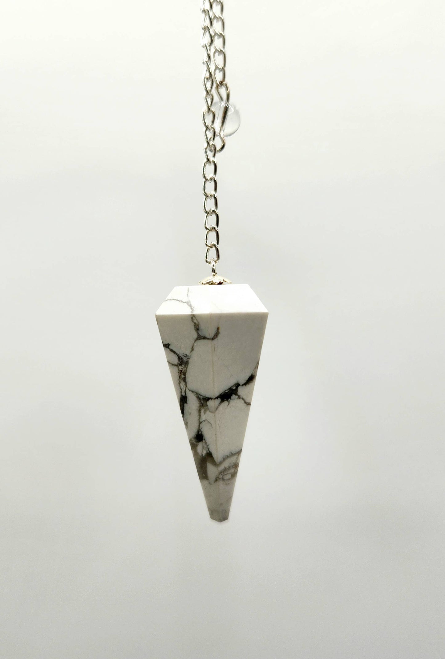 White Howlite Pendulum w/Silver Plated Chain