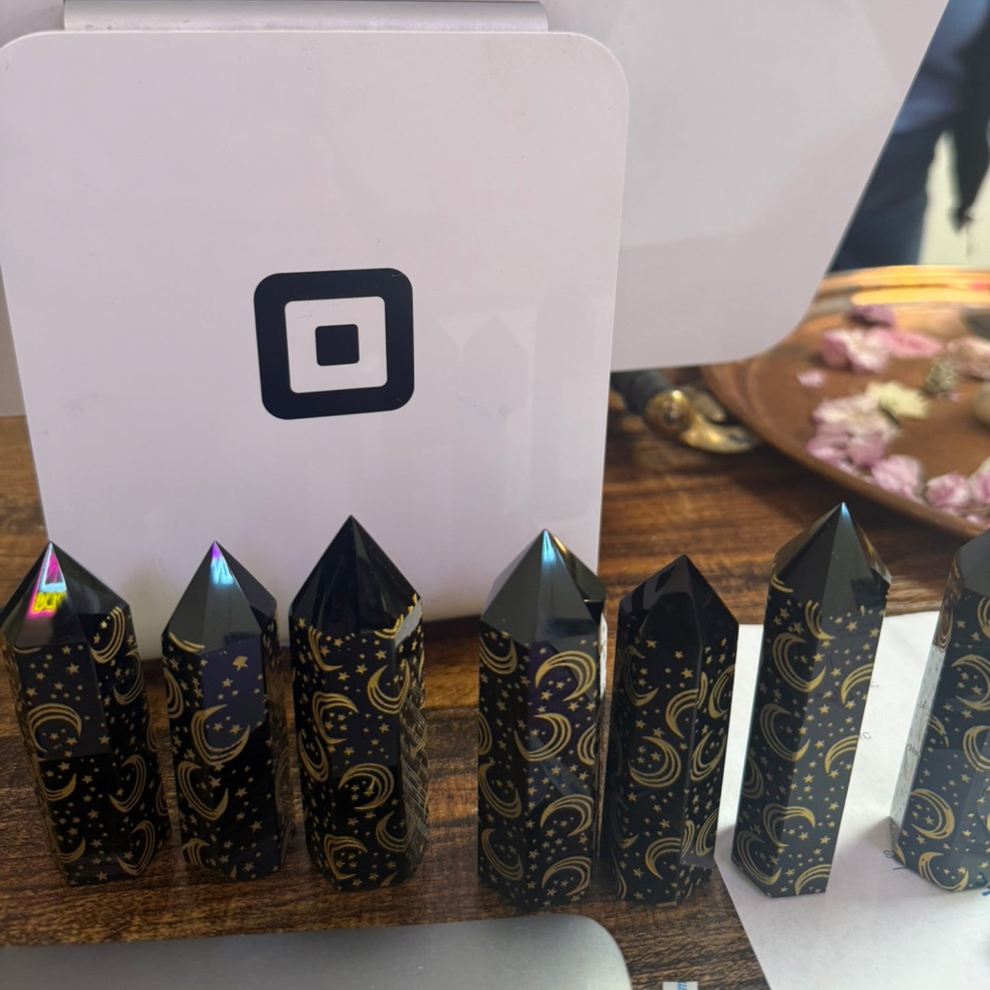 Black obsidian etched tower