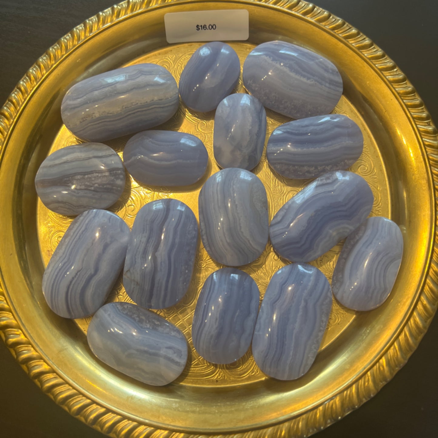 Blue lace agate palm stone
