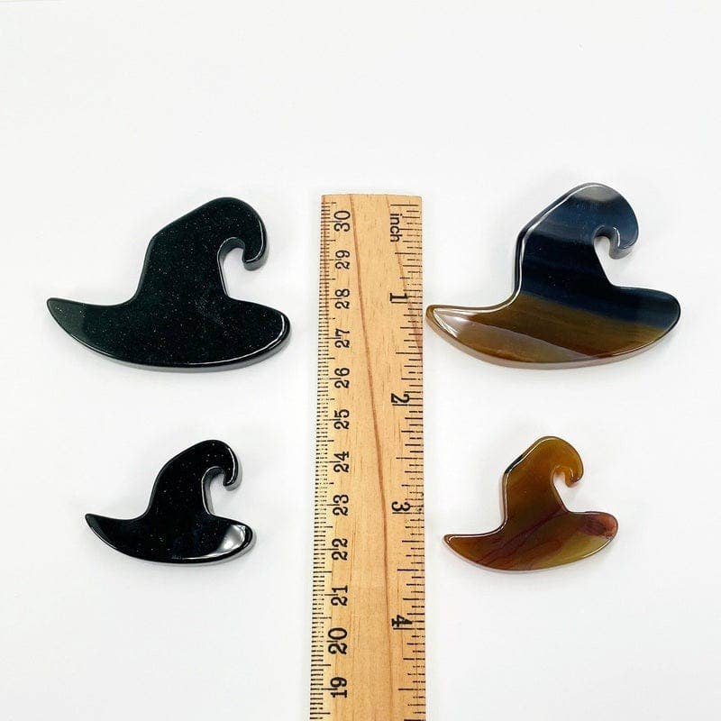 Witch Hat Cabochons  Green Goldstone