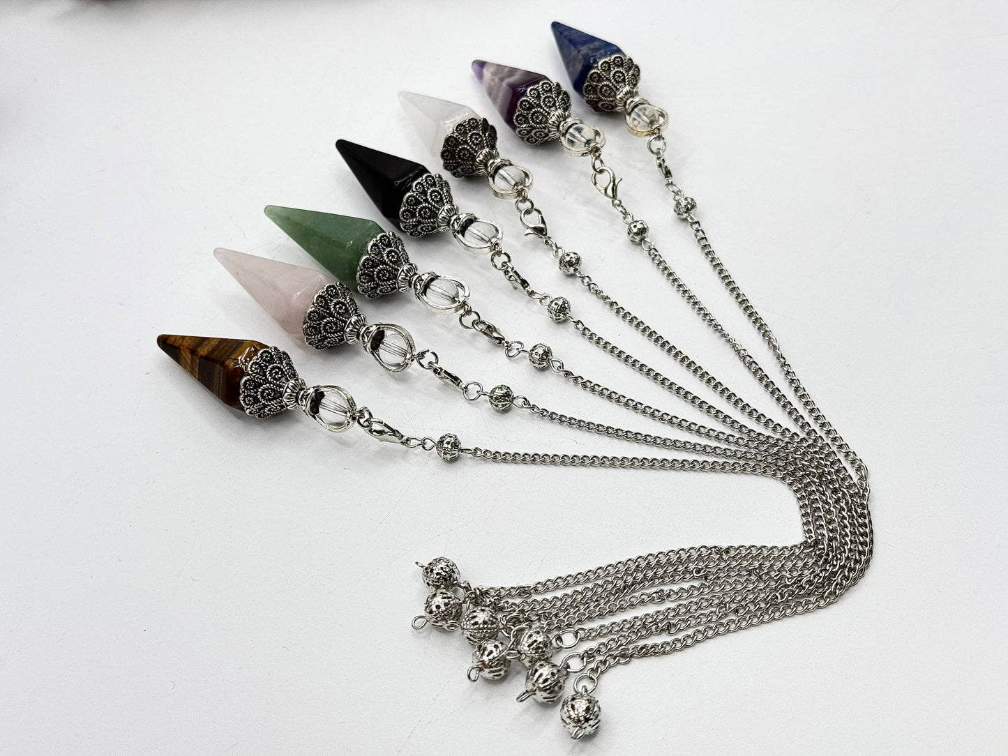 Bloodstone Double Cap Pendulum with Silver Plate Chain