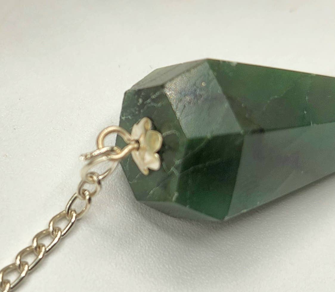 Jade Pendulum w/Silver Plated Chain