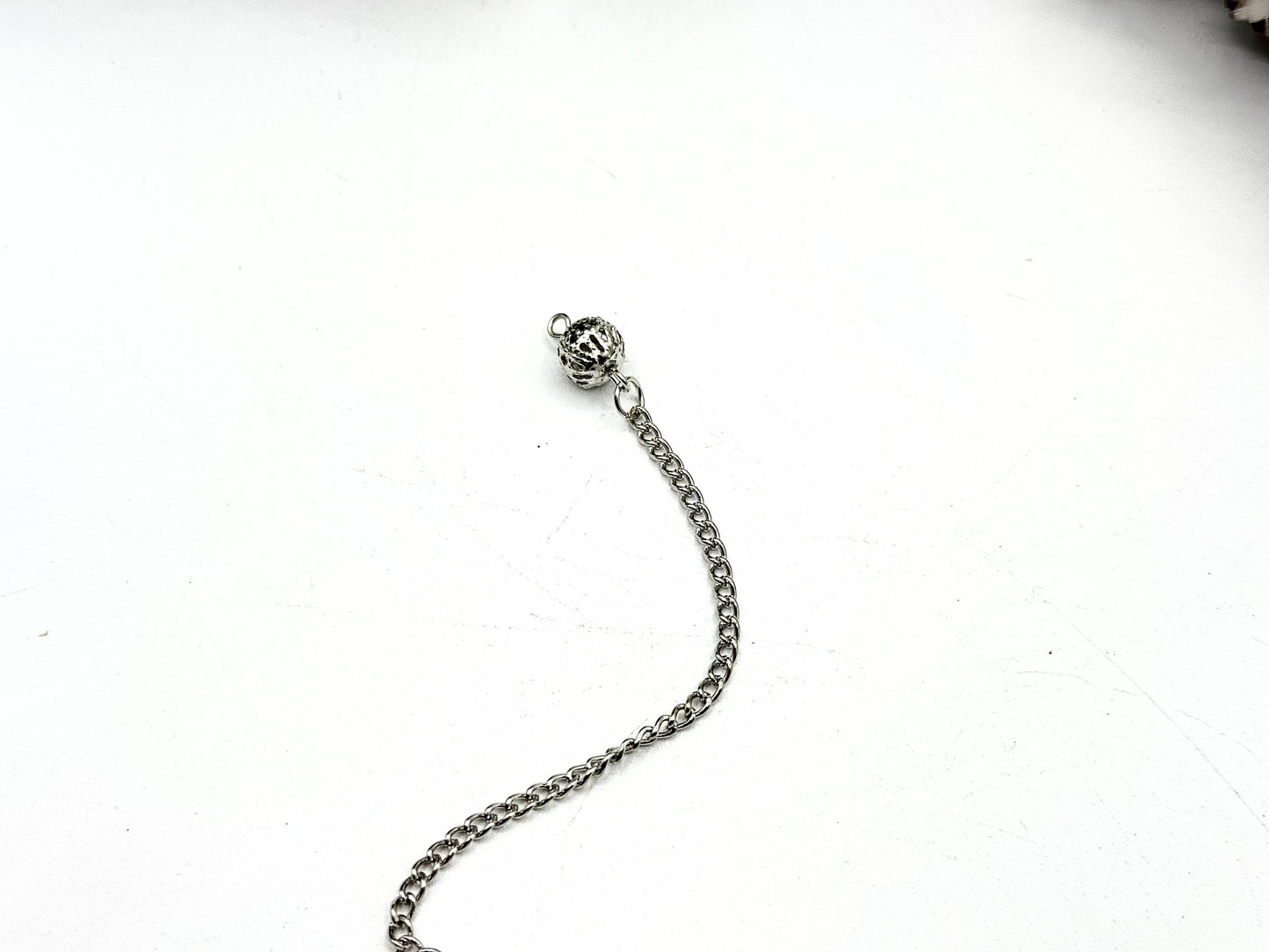 Bloodstone Double Cap Pendulum with Silver Plate Chain