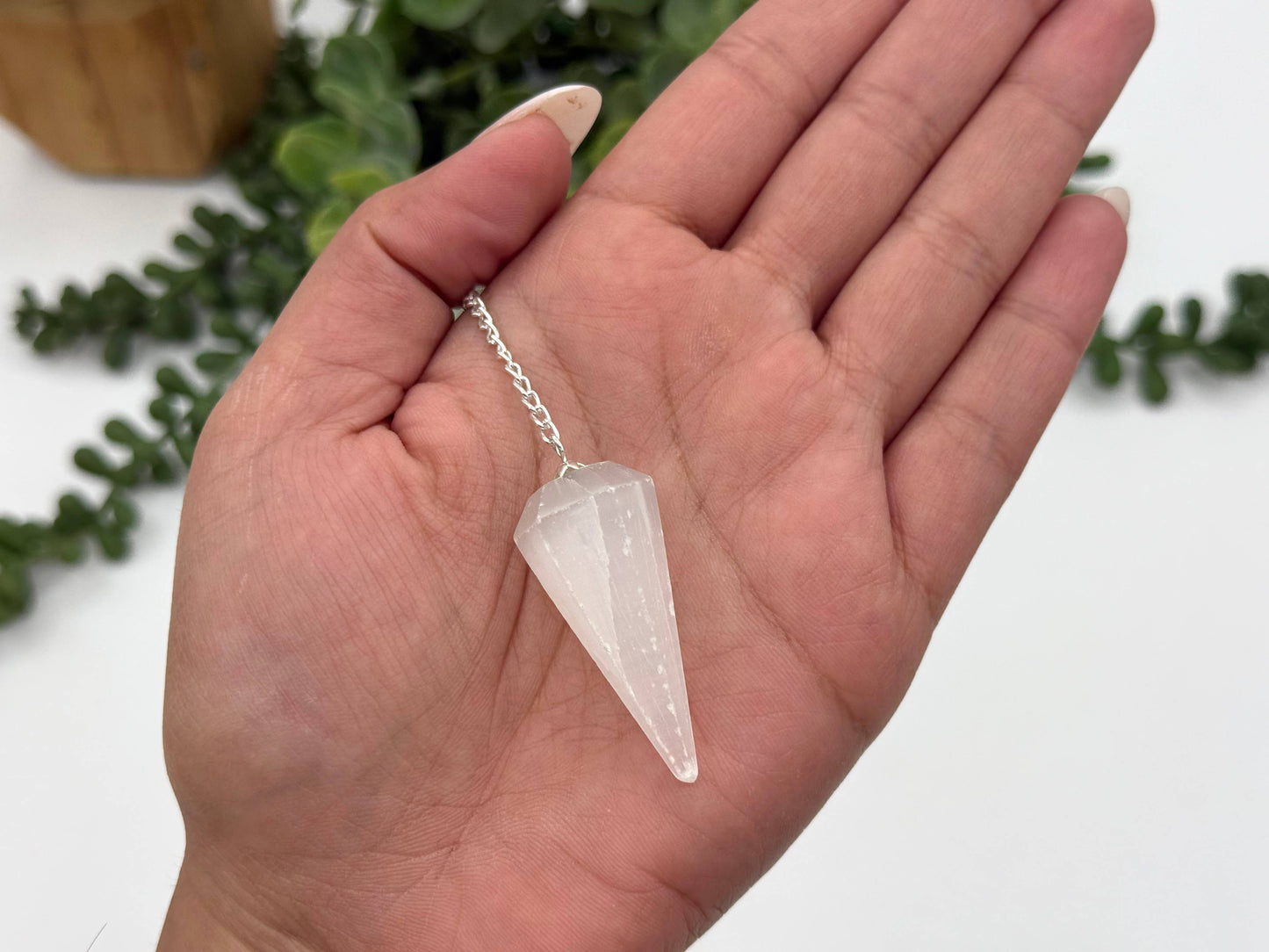 Selenite Pendulum wtih Silver Plated Chain