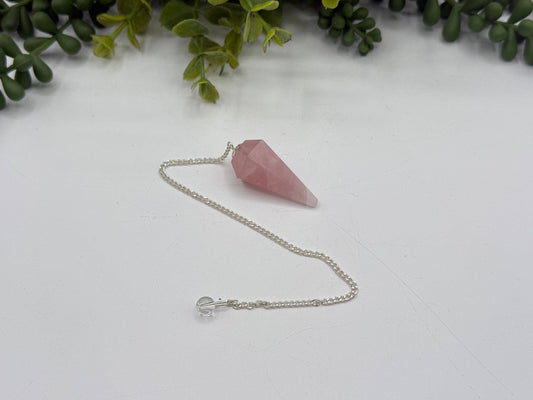 Rose Quartz Pendulum with Silver Chain