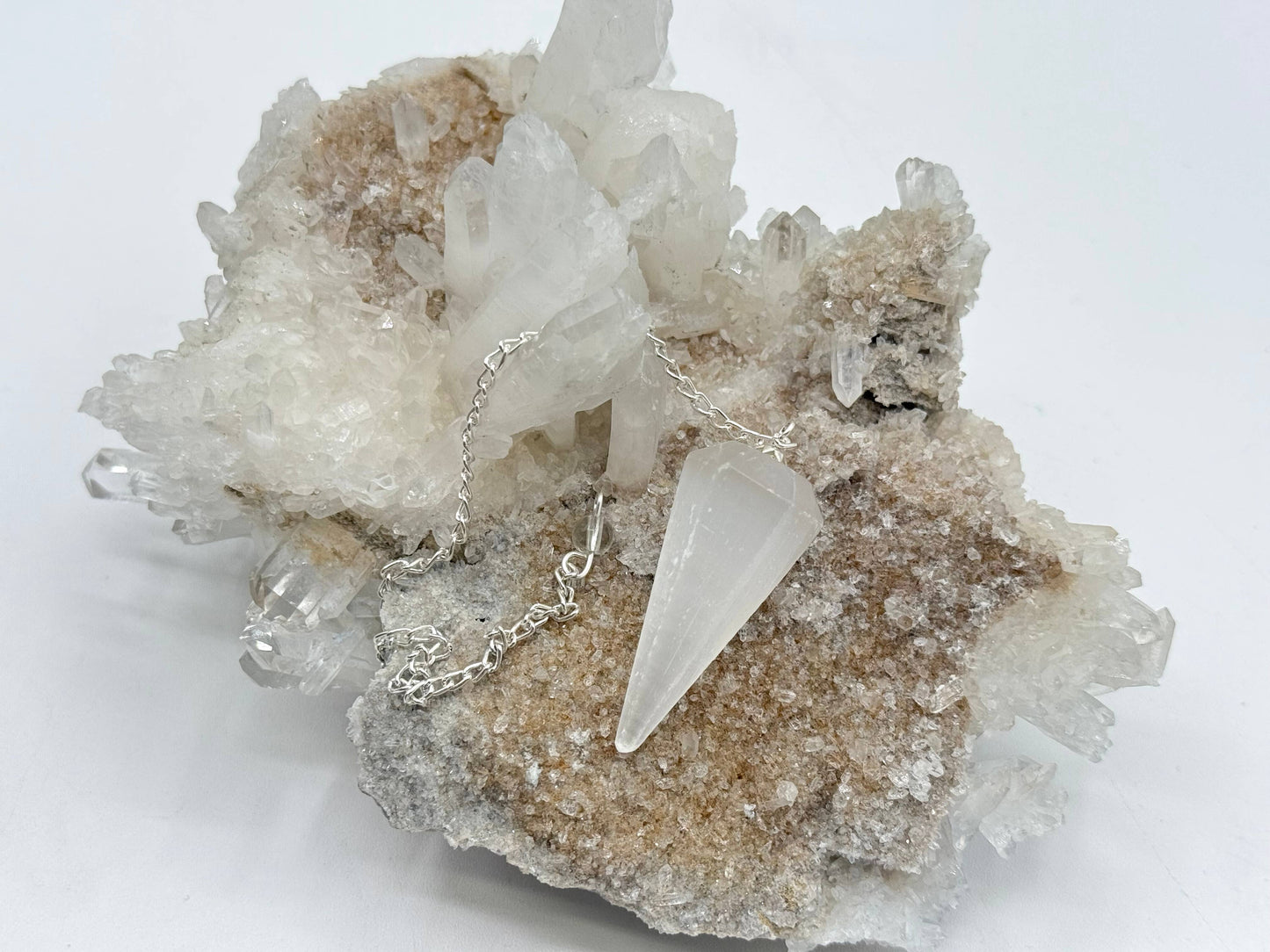 Selenite Pendulum wtih Silver Plated Chain
