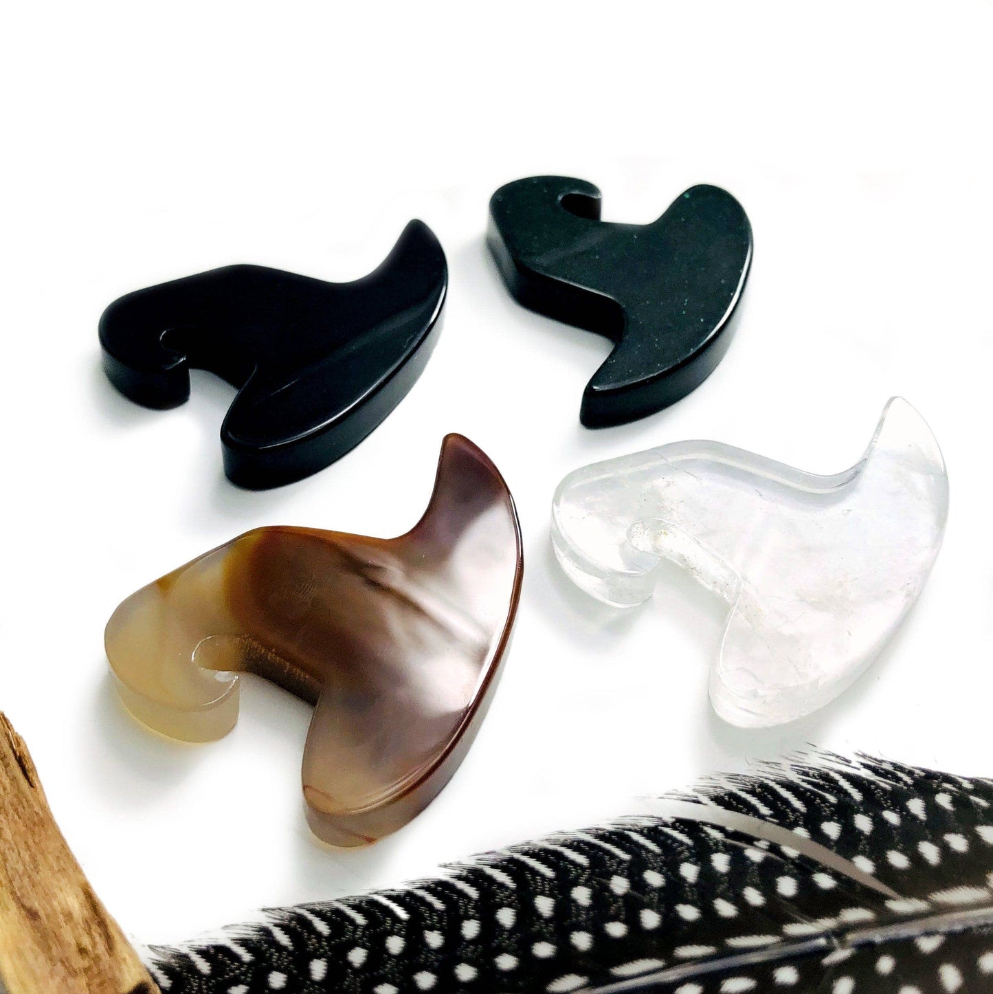 Witch Hat Cabochons  Green Goldstone