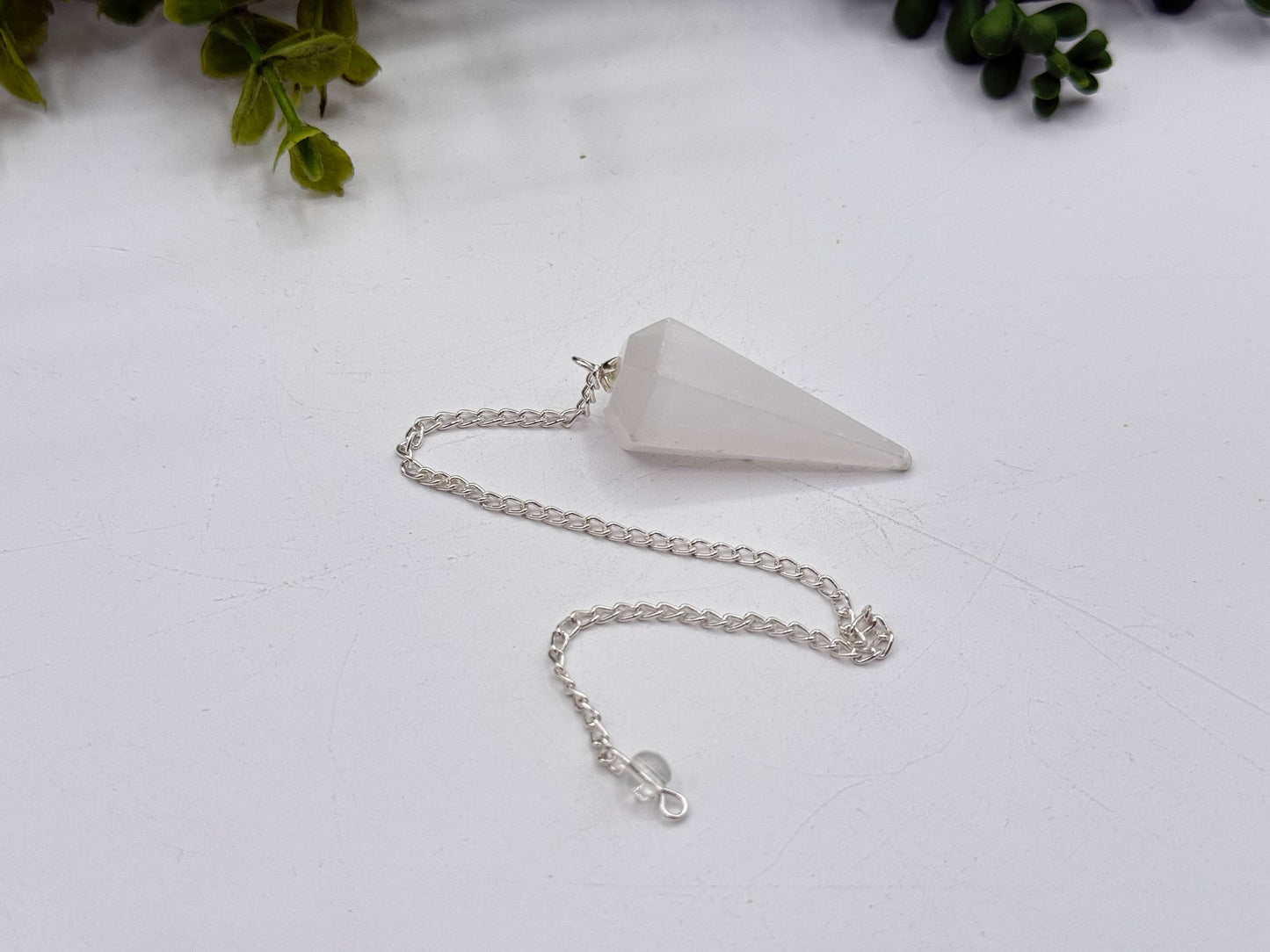 Selenite Pendulum wtih Silver Plated Chain