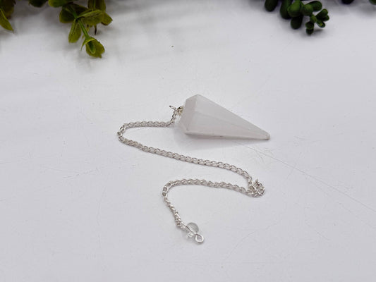 Selenite Pendulum wtih Silver Plated Chain