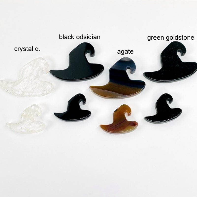 Witch Hat Cabochons  Green Goldstone
