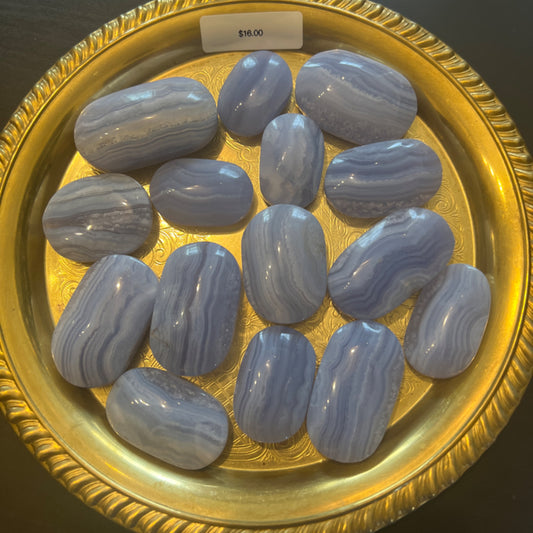 Blue lace agate palm stone