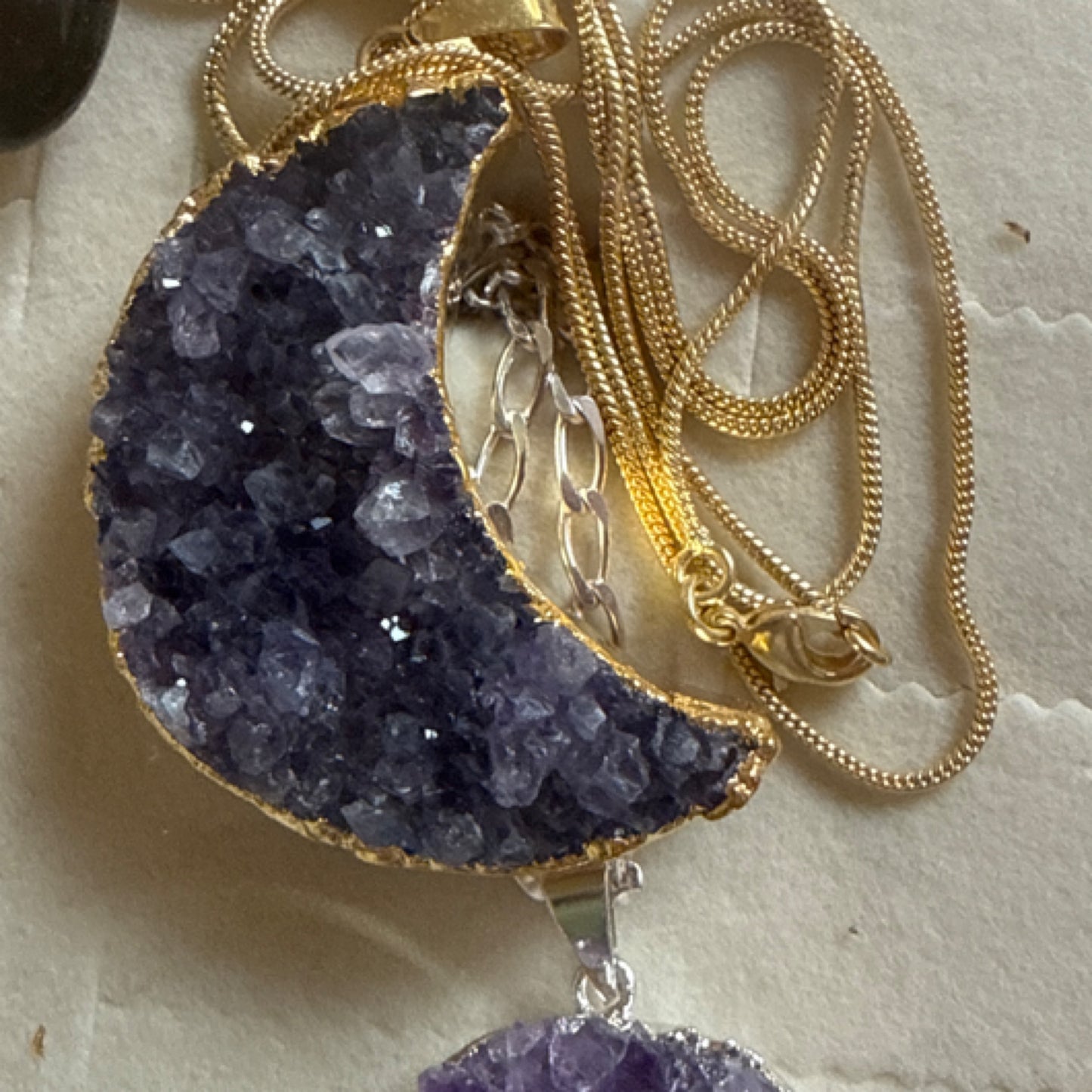 Amethyst crescent moon necklace